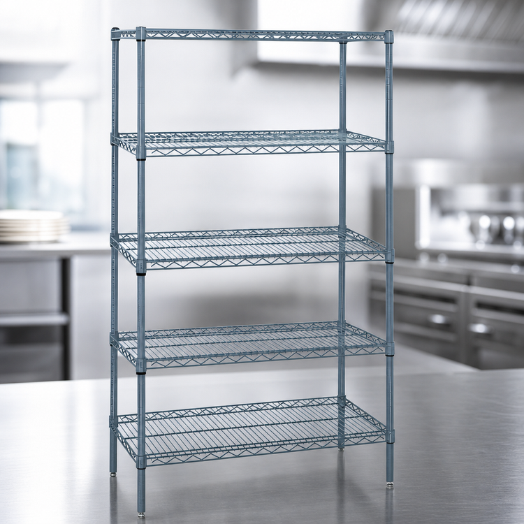 Product image #3 for Quantum 36 x 18 x 54 Inch Stationary Wire Shelving Starter Kit, 5 Shelves, Gray Epoxy