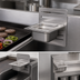 Thumbnail image #3 for BK Resources GrillCook Pro 8.5 Inch Wide Stainless Steel Upright Prep Shelf Stand with 1/6 Pan Holder