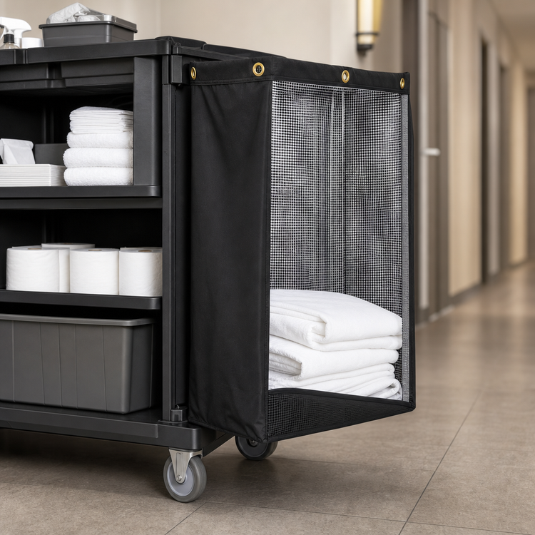 Product image #3 for Side-Load Mesh Housekeeping Cart Bag, Black
