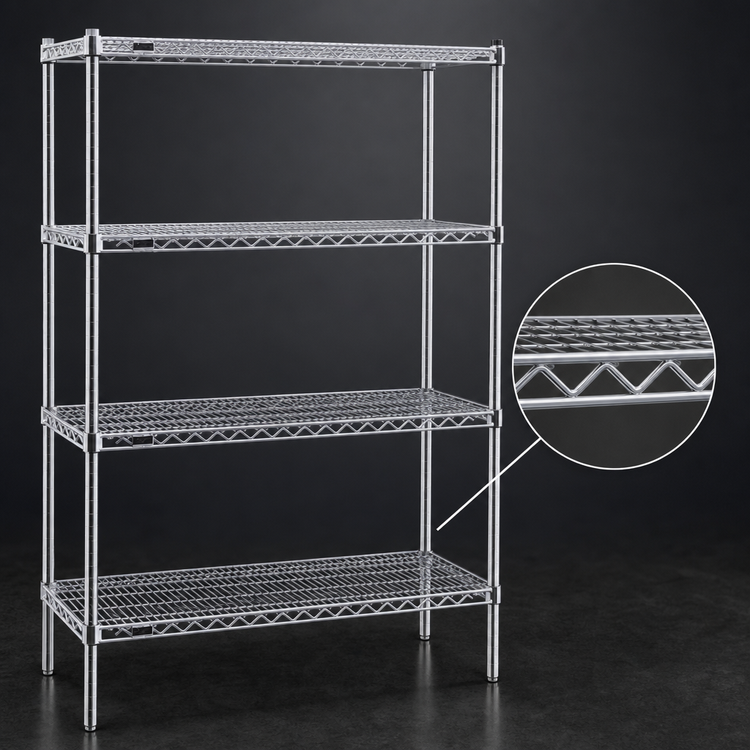 Product image #3 for EAGLEbrite Red-i-Pak Stationary 4-Tier Wire Shelving Unit, 36W x 18D x 63H, Zinc Finish