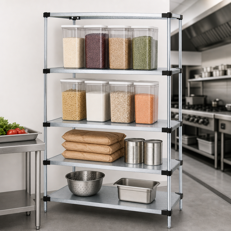 Product image #3 for Quantum Solid Shelving Starter Kit, 42" W x 14" D x 63" H, 4-Shelf Stationary Unit