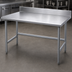 Thumbnail image #3 for Advance Tabco 60 Inch x 24 Inch 14 Gauge 304 Stainless Steel Work Table with 5 Inch Backsplash and Galvanized Open Base