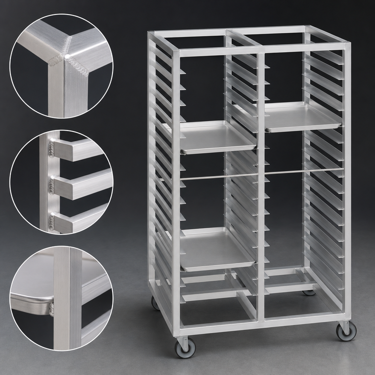 Product image #3 for Channel Manufacturing 36-Inch High Double-Section Aluminum Cafeteria Tray Rack for 18 x 26 Trays