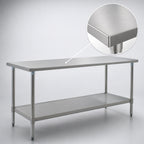 Thumbnail image #3 for Eagle Group Budget Series T3660SB 60-Inch x 36-Inch Stainless Steel Work Table with Open Base, Adjustable Undershelf and 430 Top
