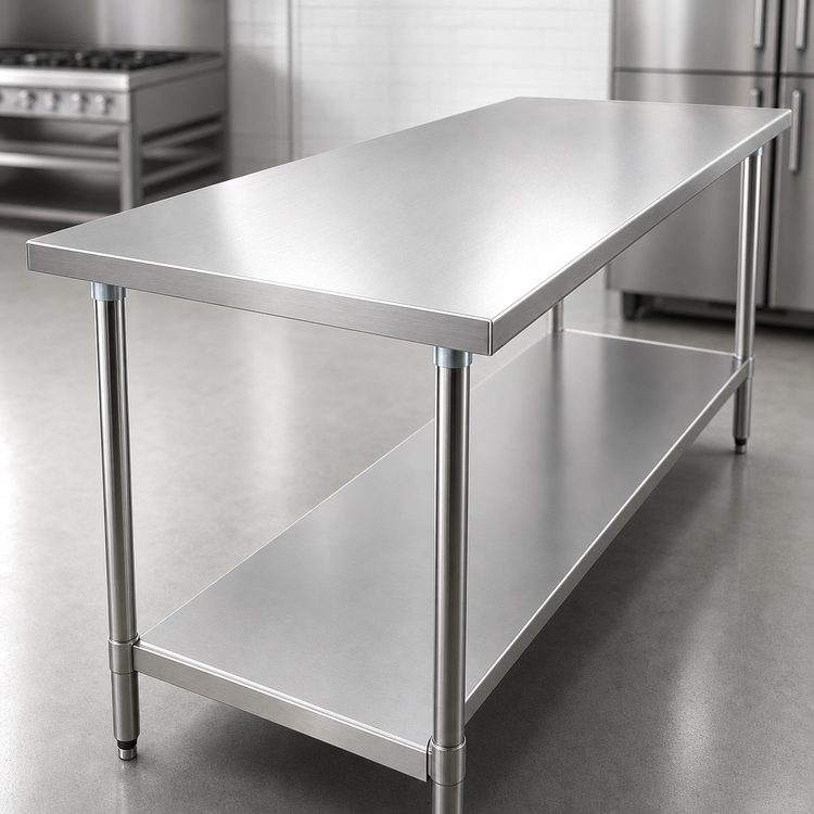 Product image #3 for Eagle Group Budget Series 72-Inch x 30-Inch 430 Stainless Steel Work Table with Undershelf