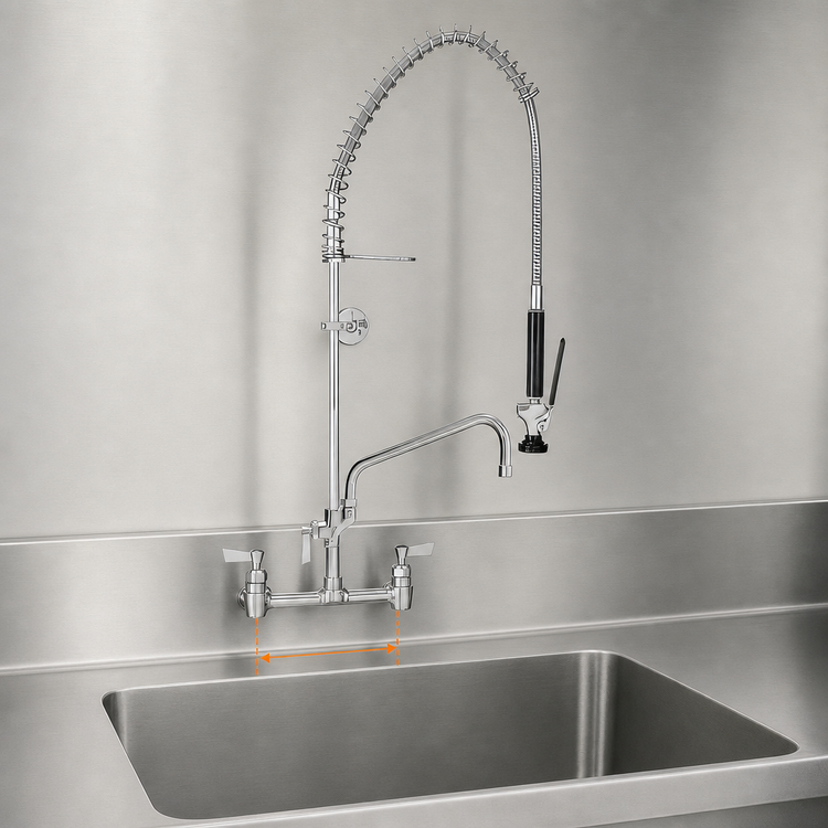 Product image #3 for Fisher Spring-Style Backsplash-Mount Pre-Rinse Unit with Add-On Faucet and 6-Inch Swing Spout