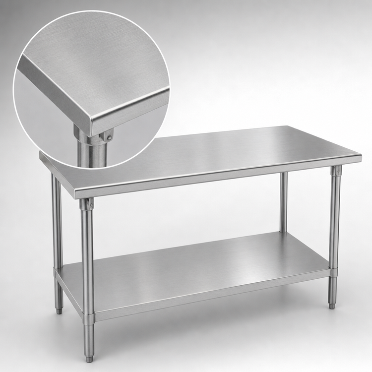 Product image #3 for Advance Tabco 144-Inch x 30-Inch Flat Top Stainless Steel Work Table with Adjustable Undershelf