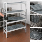 Thumbnail image #3 for Fermod Fermostock 4R31B66 4-Tier Perforated Starter Shelving Unit, 66"H x 31"W x 18"D, Aluminum with Removable Polymer Inserts