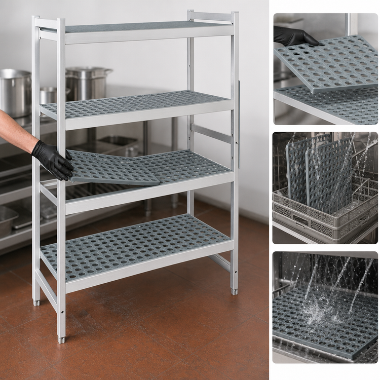 Product image #3 for Fermostock 4-Tier Starter Shelving Unit with Removable Polymer Inserts, 66 Inch H x 31 Inch W x 18 Inch D