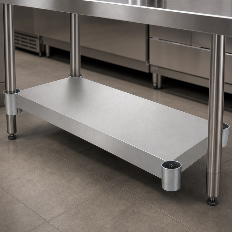 Product image #3 for BK Resources 18-Gauge 430 Stainless Steel Undershelf for 72-Inch x 30-Inch Work Table