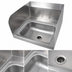 Thumbnail image #3 for John Boos Pro-Bowl Wall-Mount Stainless Steel Hand Sink with Left and Right Side Splashes, 14 x 10 x 5 Bowl