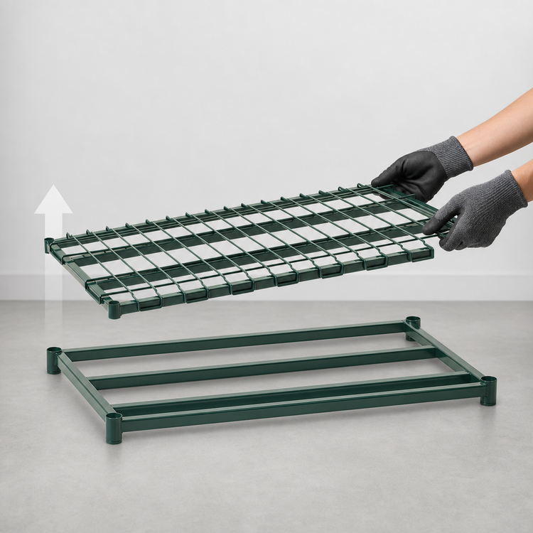 Product image #3 for Super Erecta 30" W x 21" D Dunnage Shelf with Lift-Off Wire Deck, Metroseal 3 Green Epoxy Finish