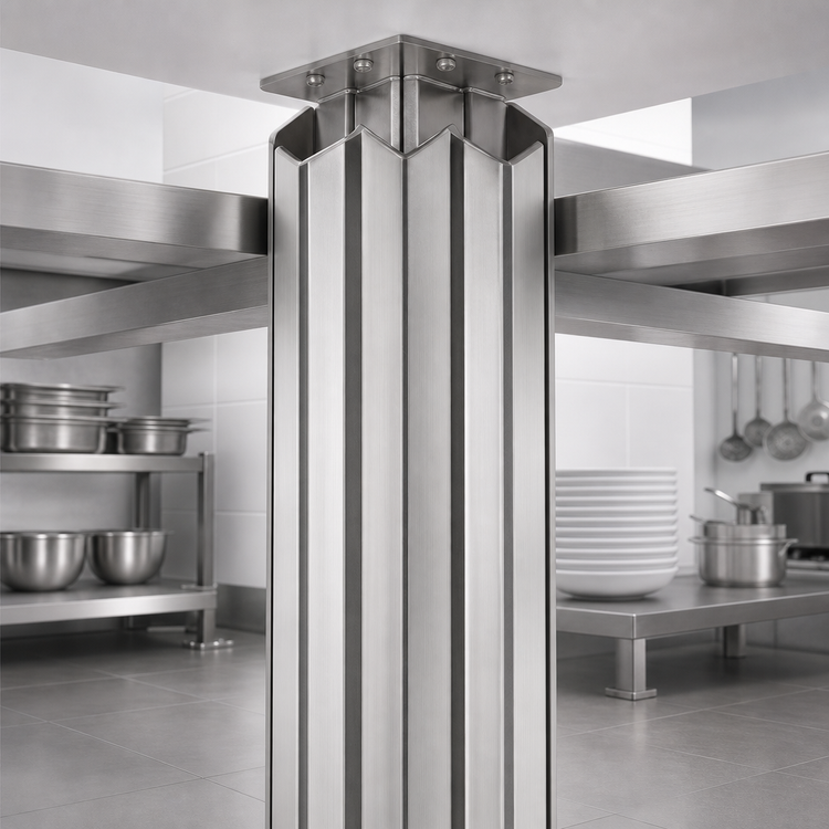 Product image #3 for Eagle Group Heavy-Duty Back-to-Back Upright Set for Cantilevered Shelving, Floor-to-Ceiling Mount, 48 Inch, Stainless Steel