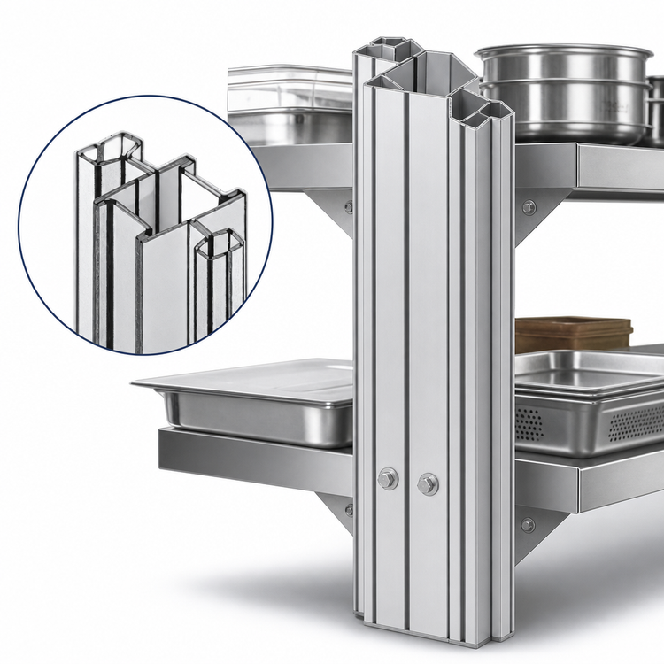 Product image #3 for 60-Inch Heavy-Duty Floor-to-Ceiling Back-to-Back Aluminum Upright for Cantilevered Shelving