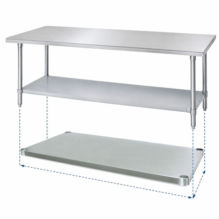 Product image #3 for Advance Tabco 18 Gauge 400 Series Stainless Steel Undershelf for 84 x 36 Inch Work Tables