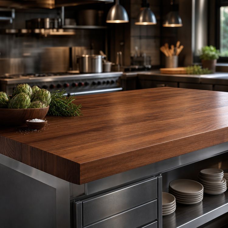Product image #3 for John Boos Boos Block 72 Inch x 36 Inch x 3 Inch American Black Walnut Edge Grain Kitchen Countertop with Varnique Finish