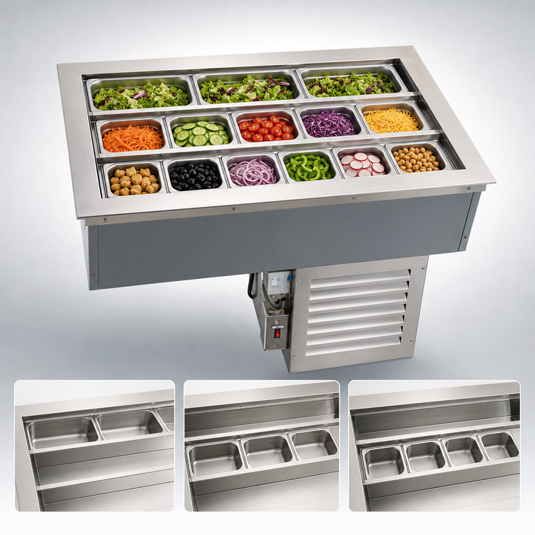 Product image #3 for Duke ADI-1M-TC-P Single Section Tri-Channel Drop-In Refrigerated Cold Pan