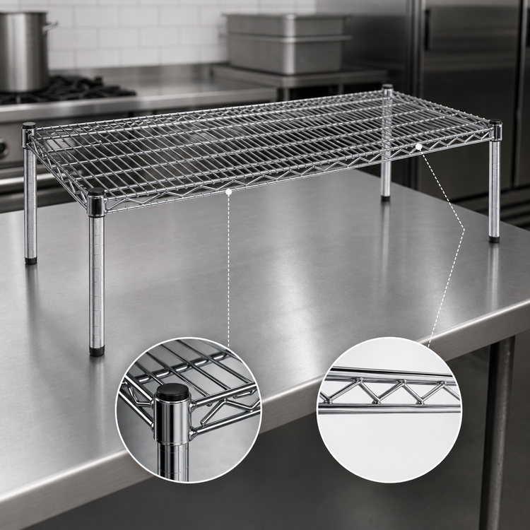 Product image #3 for Eagle Group 36 x 24-Inch Chrome Wire Dunnage Platform with Quad-Truss Design, 14-Inch Posts