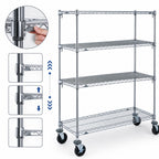 Thumbnail image #3 for Metro Super Erecta A336BC Chrome Wire Stem Caster Cart, 4 Adjustable Shelves, 36 x 18 x 67-7/8 Inches, 600 lb Capacity