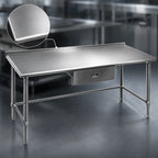 Thumbnail image #3 for Eagle Group Budget Series UT2460STB 60-Inch x 24-Inch 430 Stainless Steel Work Table, Open Base, 1-1/2-Inch Rear Up-Turn