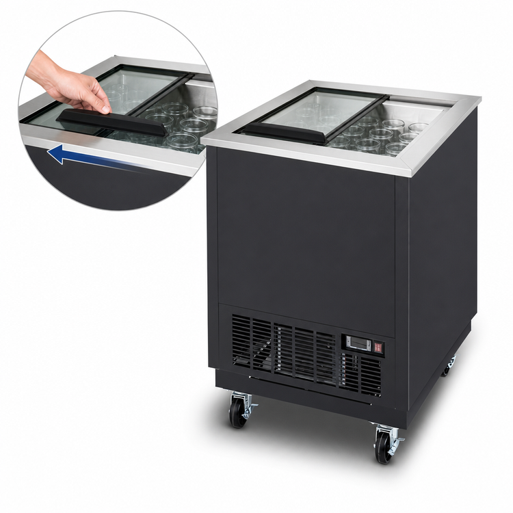 Product image #4 for Migali Competitor Series® 4.1 Cu. Ft. Glass Froster Freezer with Top Sliding Glass Lid
