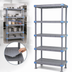Thumbnail image #3 for Quantum Millenia 5-Shelf Polymer Shelving Unit with Dunnage Stand, 72 x 18 x 62 Inches, Gray