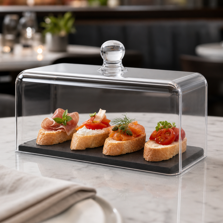 Product image #4 for American Metalcraft Rectangular Clear Polycarbonate Dome Cover, 13-1/2 Inch Long