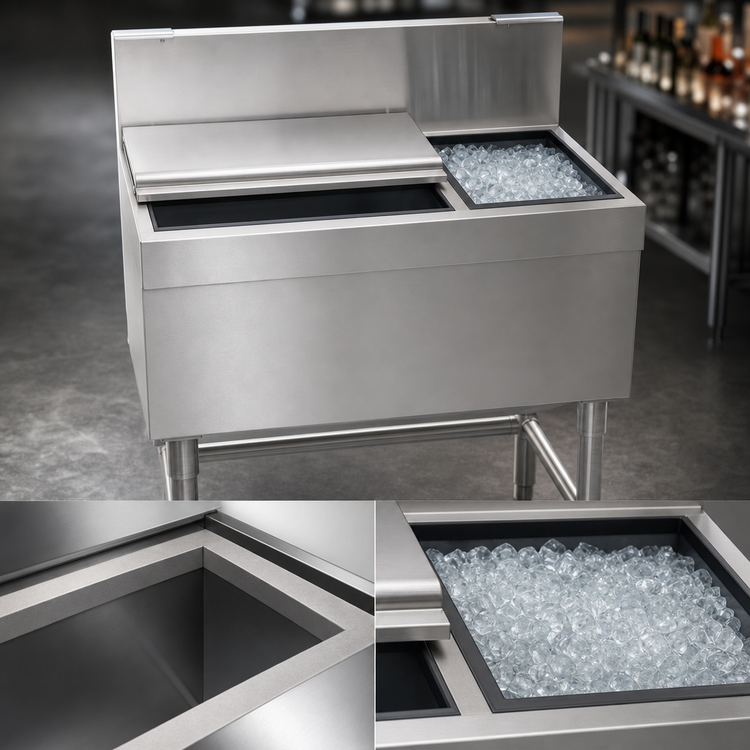 Product image #3 for Eagle Spec-Bar 60-Inch Underbar Insulated Combo Ice Bin/Bottle Unit, 100 lb. Capacity