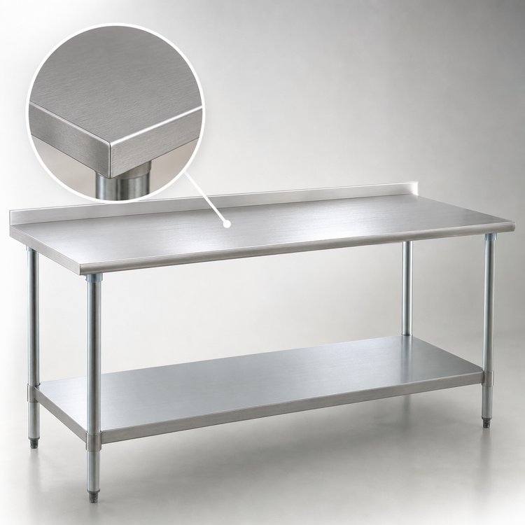 Product image #3 for Eagle Group Spec-Master Stainless Steel Work Table with Rear Up-Turn and Adjustable Undershelf, 144W x 36D