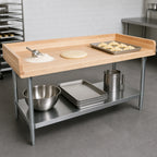 Thumbnail image #3 for John Boos DSS09-X 96-Inch x 30-Inch Maple Baker's Work Table with 1-3/4-Inch Top, Coved Riser and Stainless Steel Undershelf