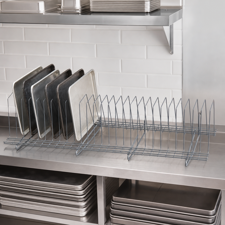 Product image #3 for Quantum Store Grid Tray Drying Rack, 46-1/2 x 14 x 11-1/4 Inches, Gray Epoxy Antimicrobial Finish