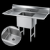 Thumbnail image #3 for Fabricated 1-Compartment Sink with Left and Right Drainboards, 24 x 24 x 14 Bowl, 60 Inch Wide