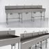 Thumbnail image #3 for Advance Tabco 5-Station Freestanding Multiwash Hand Wash Sink with Knee Valve and Gooseneck Faucets, 100 Inch