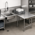 Thumbnail image #3 for John Boos Pro-Bowl 72-Inch L-Shaped Corner Soiled Dishtable with 20 x 20 x 8 Pre-Rinse Sink Bowl and Landing Shelf, Right-to-Left, 14-Gauge 300-Series Stainless Steel
