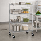 Thumbnail image #3 for Metro Super Erecta N566EC 4-Shelf Wire Stem Caster Cart, 60 x 24 x 69 in, Chrome, Polyurethane Casters, 900 lb Capacity