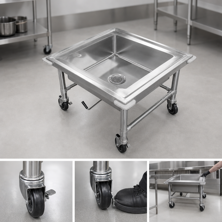 Product image #3 for John Boos Mobile Stainless Steel Soak Sink with 20" x 20" x 8" Compartment
