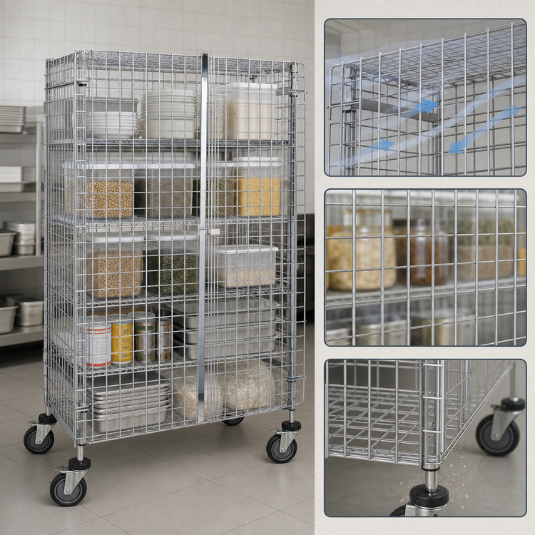 Product image #3 for Quantum Mobile Wire Security Cage, 36 x 21 x 69 Inches, Chrome Plated