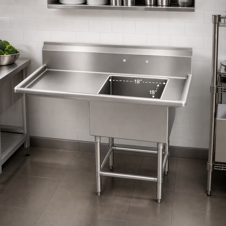 Product image #3 for Eagle Group BlendPort® BPFE Series Economy 1-Compartment Sink with Left Drainboard, 18" x 18" Bowl