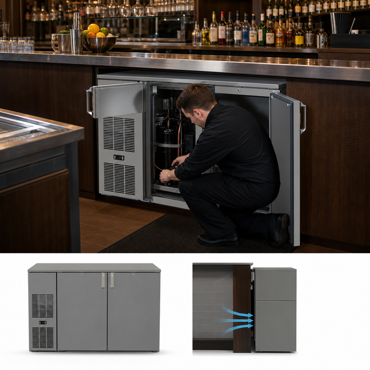 Product image #3 for Glastender C1FB52 One-Zone Front-Serviced Bar Profile Back Bar Cooler, 52-Inch, Two-Section