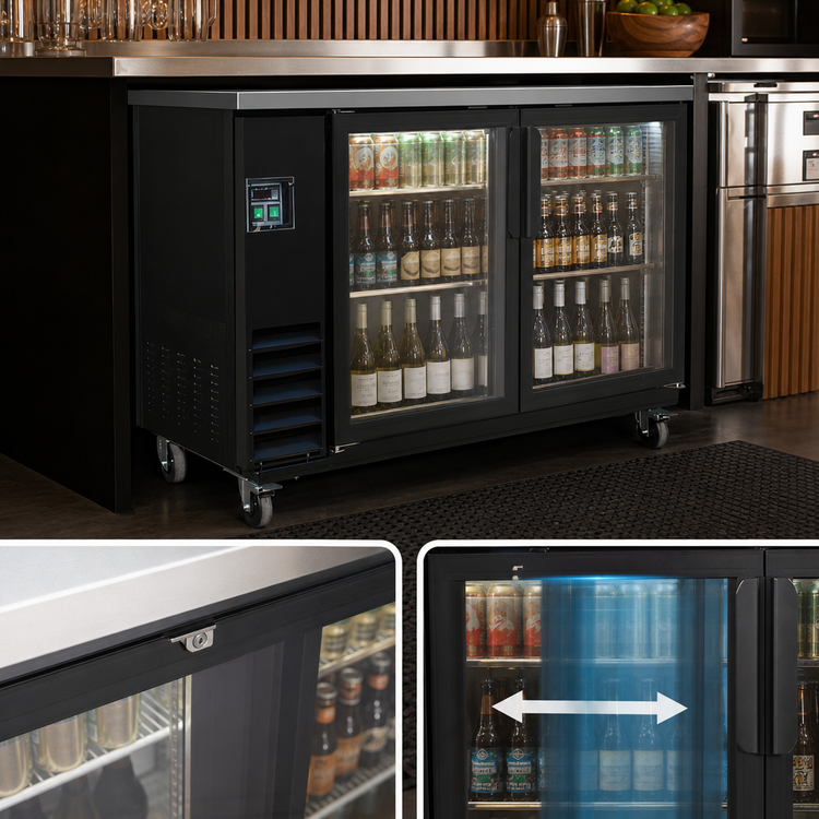 Product image #3 for IKON Refrigeration 61-Inch Back Bar Cooler with 2 Sliding Glass Doors, 14.16 Cu. Ft.