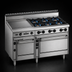 Thumbnail image #3 for Bistro 60-Inch Gas Restaurant Range with 4 Open Burners, 36-Inch Griddle, 24-Inch Space-Saver Oven and 36-Inch Oven