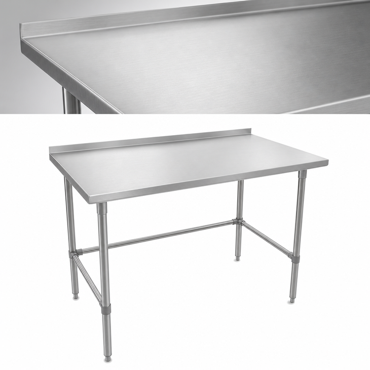 Product image #3 for John Boos Stallion 60"W x 36"D Stainless Steel Work Table with 1-1/2" Rear Riser and Safety Edge