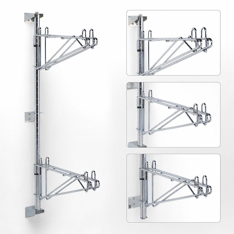 Product image #3 for Metro Super Erecta 18-Inch Chrome Plated 4-Tier Post-Type Mid Unit Wall Mount Shelving Support