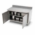 Thumbnail image #3 for John Boos 4CH6R5-3648 48"W x 36"D Stainless Steel Enclosed Work Table with Hinged Doors, 16-Gauge 300-Series Top and 5" Backsplash