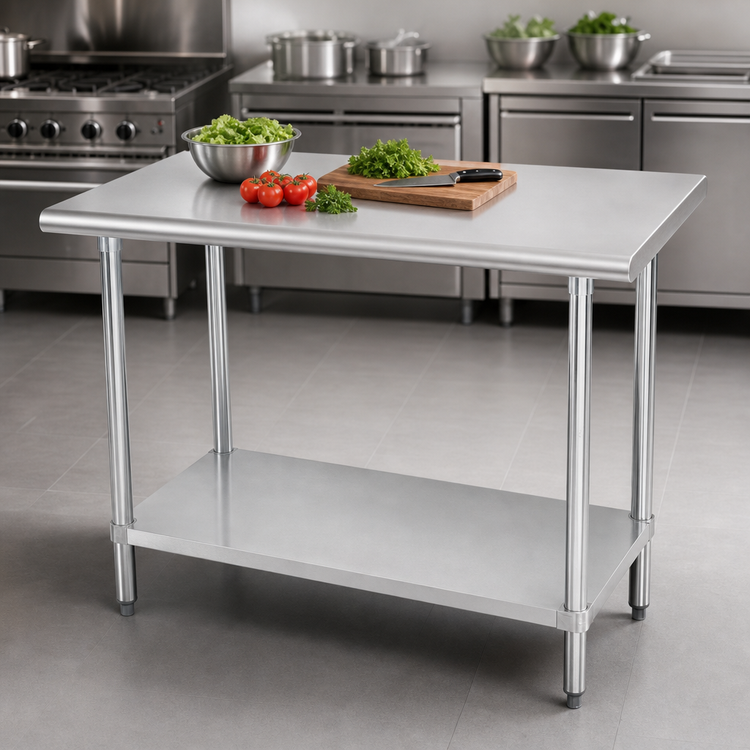 Product image #3 for 48 Inch x 36 Inch Flat Top Stainless Steel Work Table with Adjustable Undershelf and 16-Gauge 304 Top