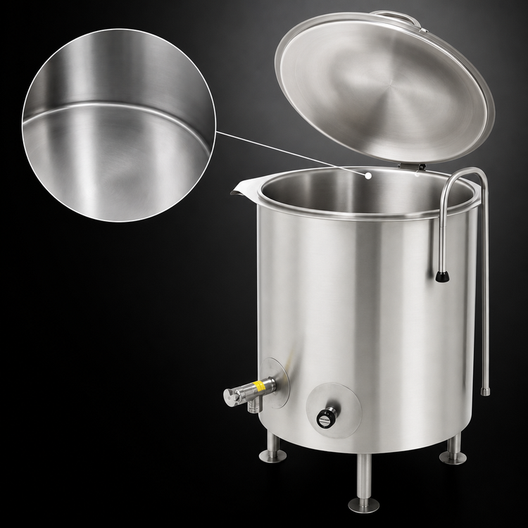 Product image #3 for Legion LTI-20 20-Gallon Insulated 2/3-Jacketed Direct Steam Kettle, Stationary Leg-Mounted