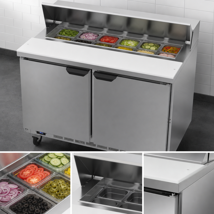 Product image #4 for Beverage Air SPE48HC-12 48-Inch Two-Section Sandwich Prep Table Refrigerator