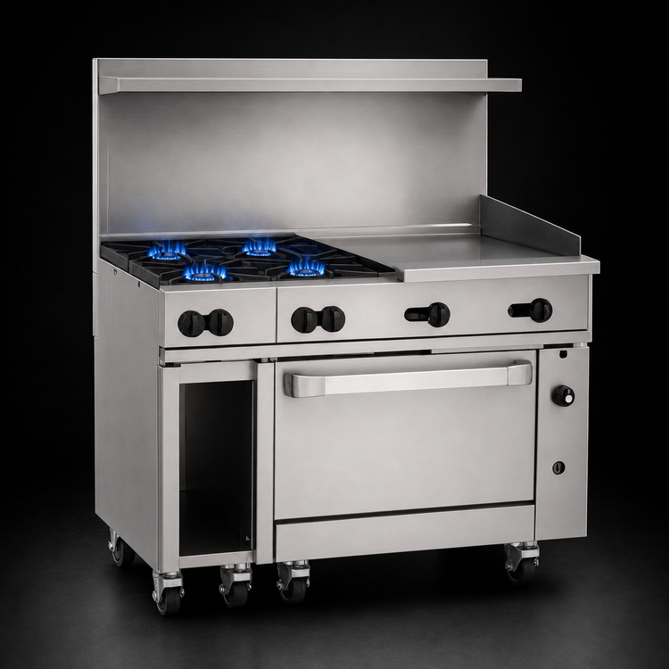 Product image #3 for Vulcan Endurance 48-Inch Commercial Gas Range with 4 Burners, 24-Inch Griddle, and Convection Oven