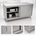 Thumbnail image #3 for Omcan USA 72-Inch Enclosed Stainless Steel Work Table with Sliding Doors and Flat Top