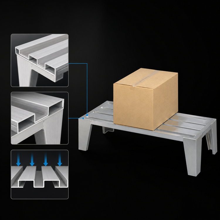 Product image #3 for Channel Manufacturing Lifetime Series E-Channel Aluminum Dunnage Rack, 60 x 20 x 12 Inches, 3,500 lb. Capacity